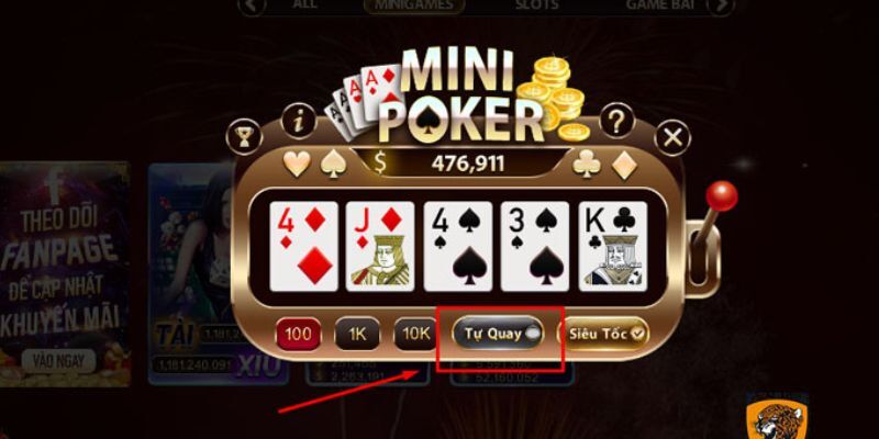 Mini Poker là trò chơi kết hợp giữa 2 thể loại Poker và quay hũ